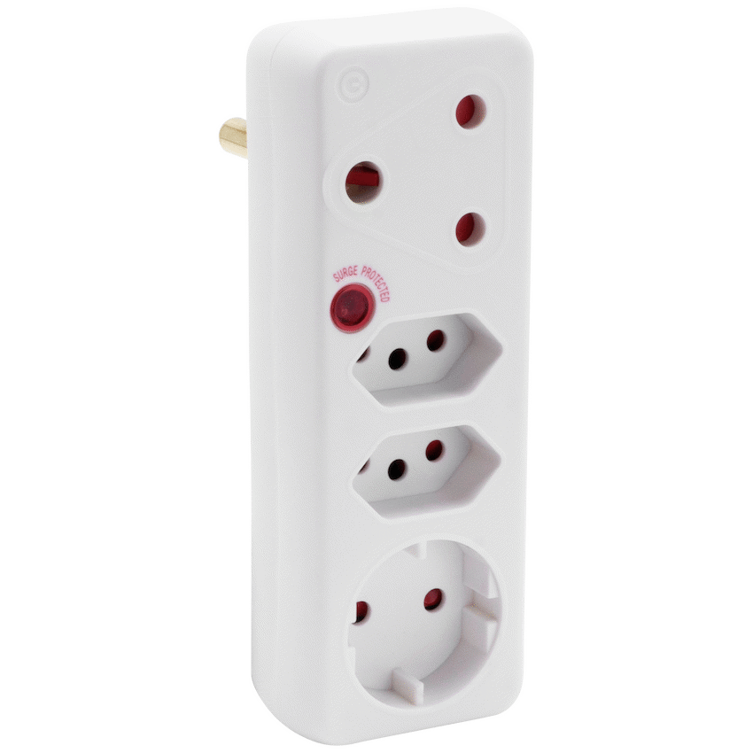 Ellies 4-Way Surge Adaptor with Schuko - WT