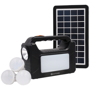 SWITCHED Power Station, Rechargeable, USB Phone Charging with Solar Panel - Black