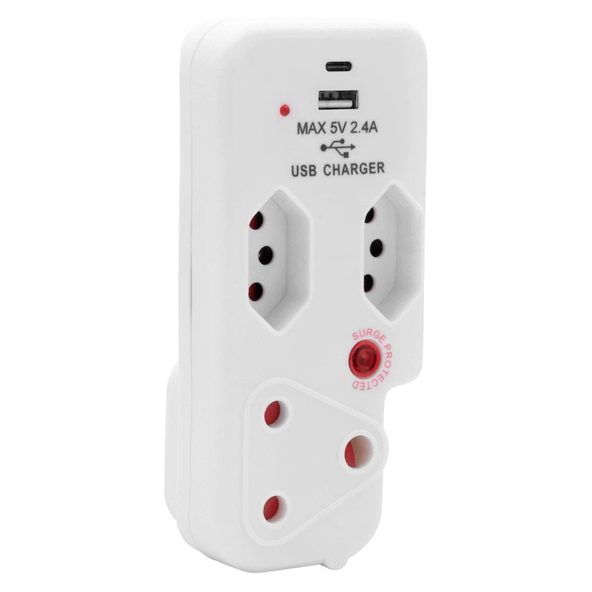 Ellies 3 Way Surge Adaptor with Type C + USB - WT - Image 10