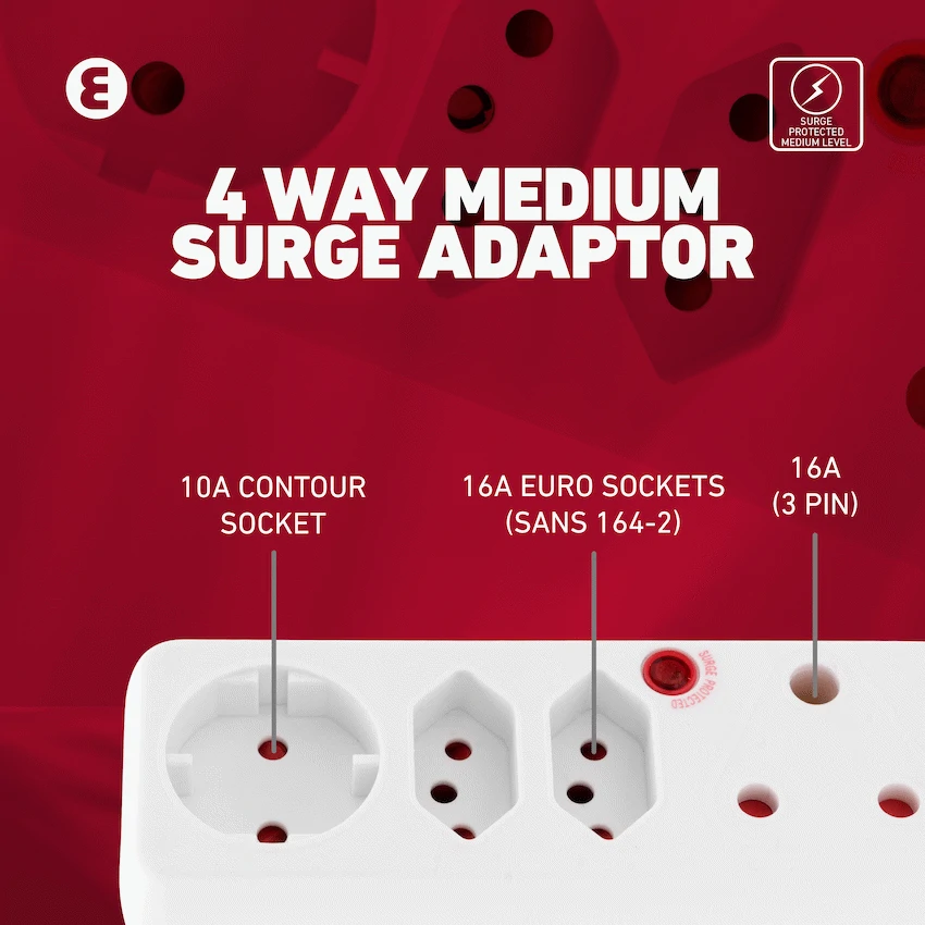 Ellies 4-Way Surge Adaptor with Schuko - WT - Image 12