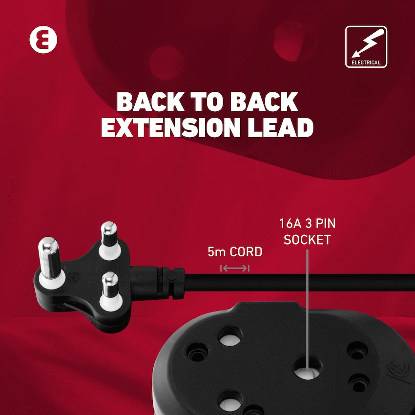 Ellies Back to Back Heavy Duty Extension Lead - 5m - Image 12