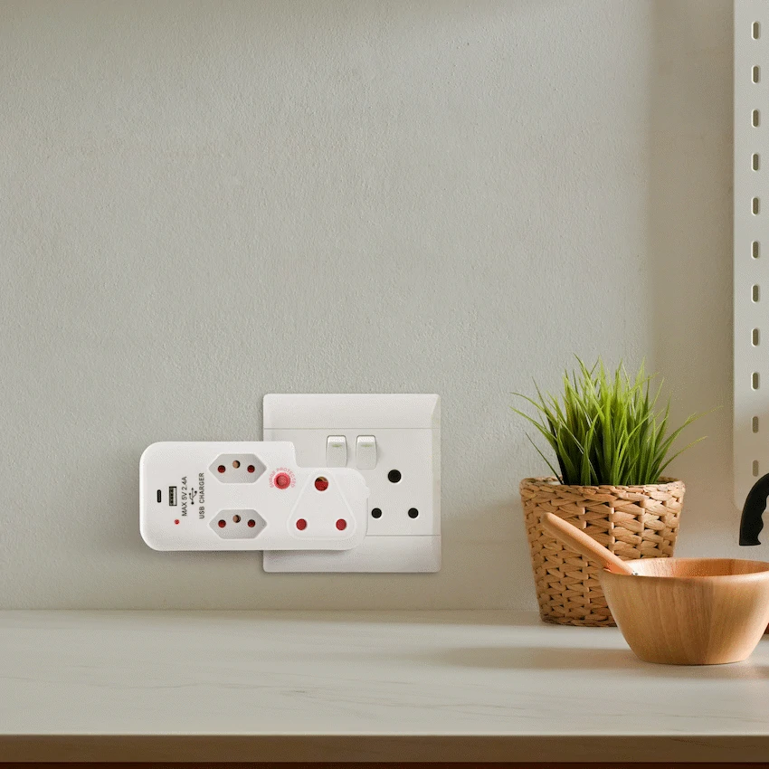 Ellies 3 Way Surge Adaptor with Type C + USB - WT - Image 13