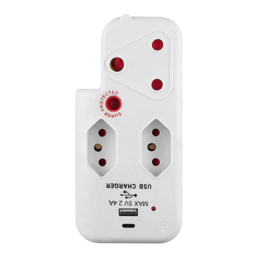 Ellies 3 Way Surge Adaptor with Type C + USB - WT - Image 2