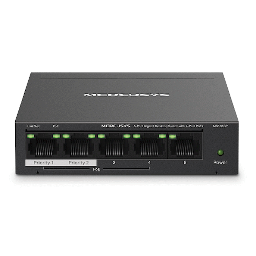 TP-Link Mercusys MS105GP 5-Port Gigabit Desktop Switch with 4-Port PoE+ - Image 2