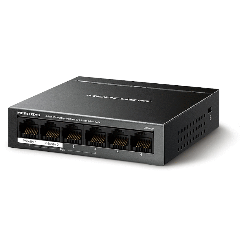 TP-Link Mercusys MS106LP 6-Port 10/100Mbps Desktop Switch with 4-Port PoE+ - Image 2