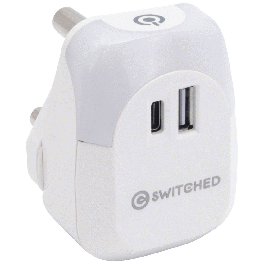 Switched Halo Fast Charge Power Adaptor, USB and Type-C Ports, Output 20w - Soft Touch Night Light - Image 2