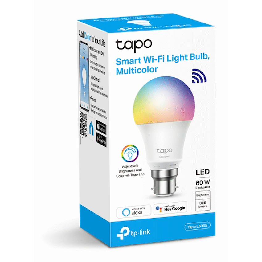 TP-Link Tapo L530B 9w Smart Wi-Fi Light Bulb, Multicolor, A60, B15 - Image 2