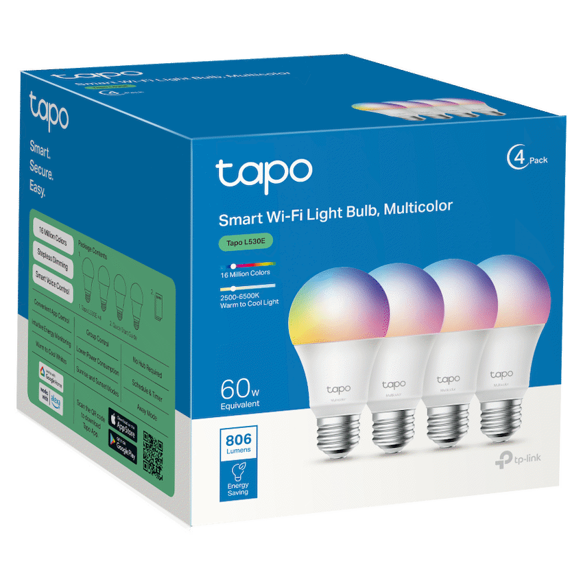 TP-Link Tapo L530E (4-Pack) Smart Wi-Fi Light Bulb - Multicolor - Image 2