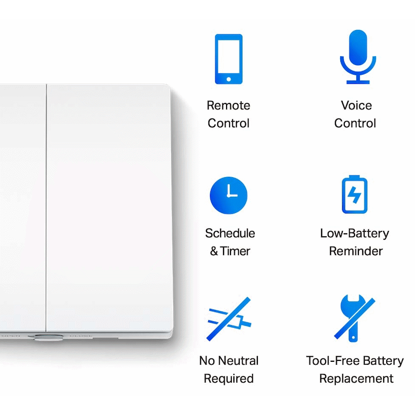 TP-Link Tapo S220 Smart 868mhz Light Switch 2-Gang 1-Way, No Neutral Required - Image 2