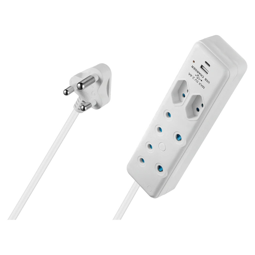 Switched 4-Way Extension Lead with 1x Type-C + 1x USB - 4m - Image 2
