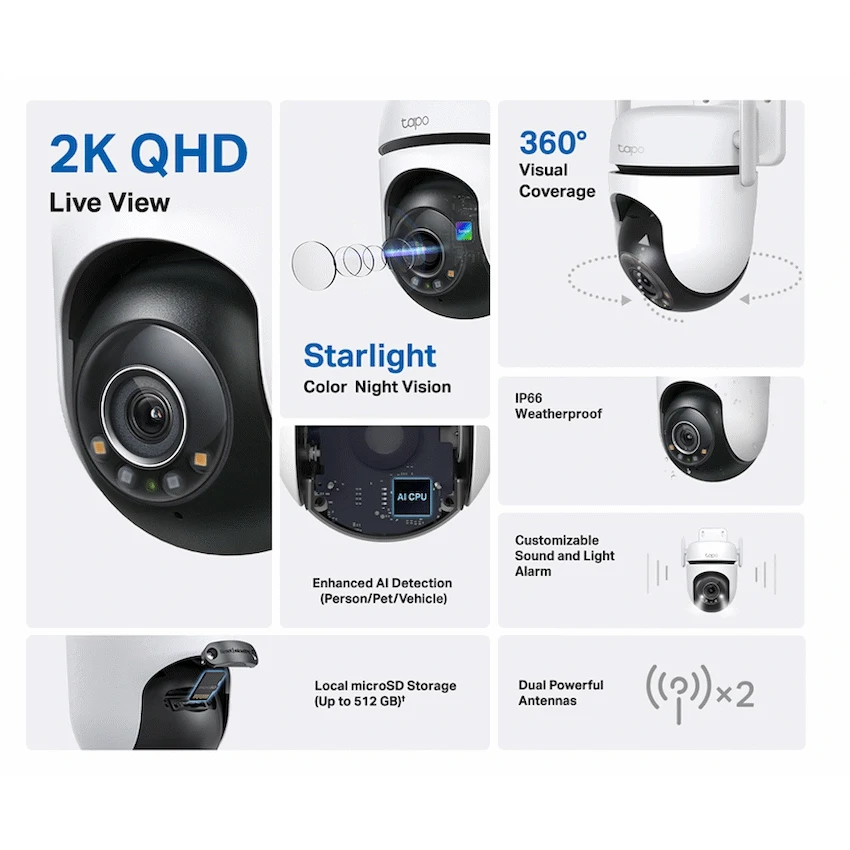 TP-Link Tapo C520WS 4MP 2K QHD Outdoor Pan/Tilt Security Wi-Fi Camera - Image 2