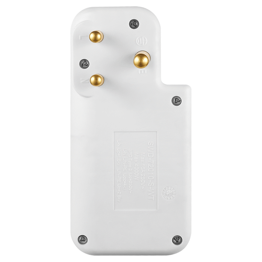 Switched 3-Way Medium Surge Adaptor with Type-C + USB - White - Image 3