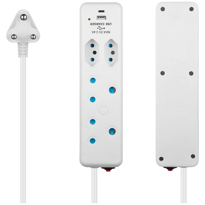 Switched 4-Way Extension Lead with 1x Type-C + 1x USB - 4m - Image 3