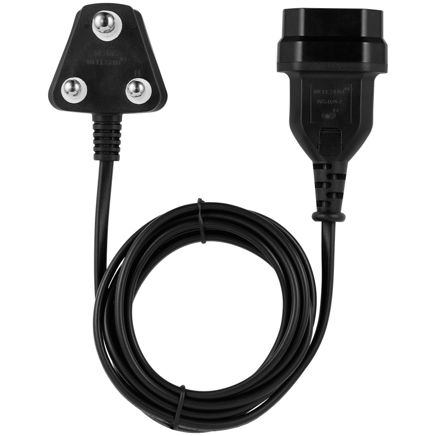 Switched Easy Cable Extender SA 3-Pin to 2-Pin Euro Socket 2m - Black - Image 3