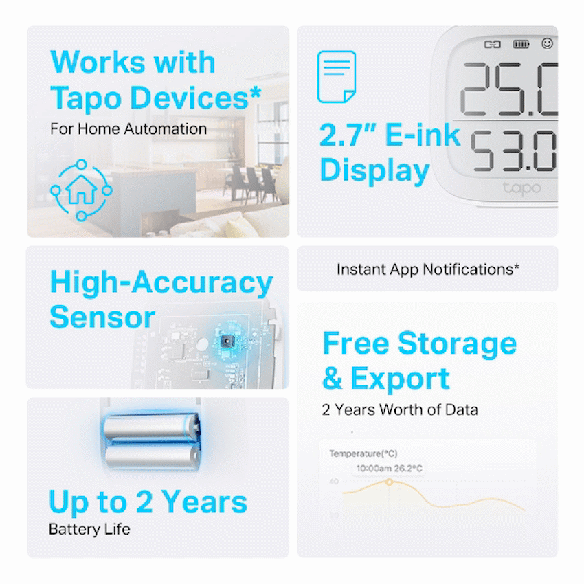 TP-Link Tapo T315 Smart 868mhz Temperature & Humidity Monitor - Image 3