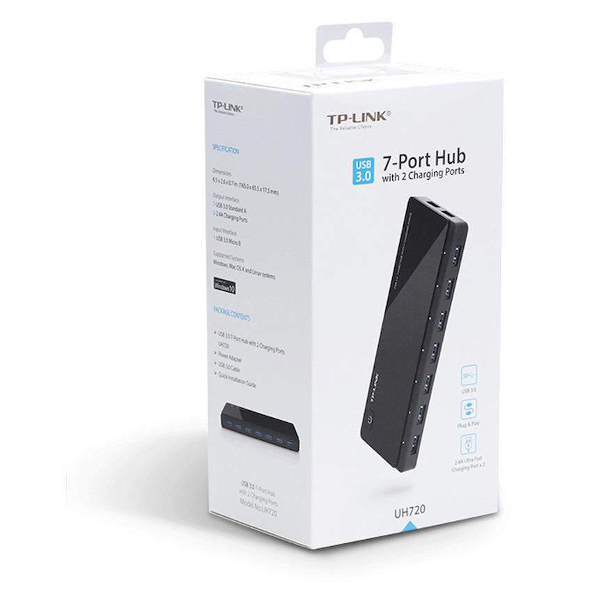 TP-Link UH720 USB 3.0 7-Port Hub with 2 Charging Ports - Image 3