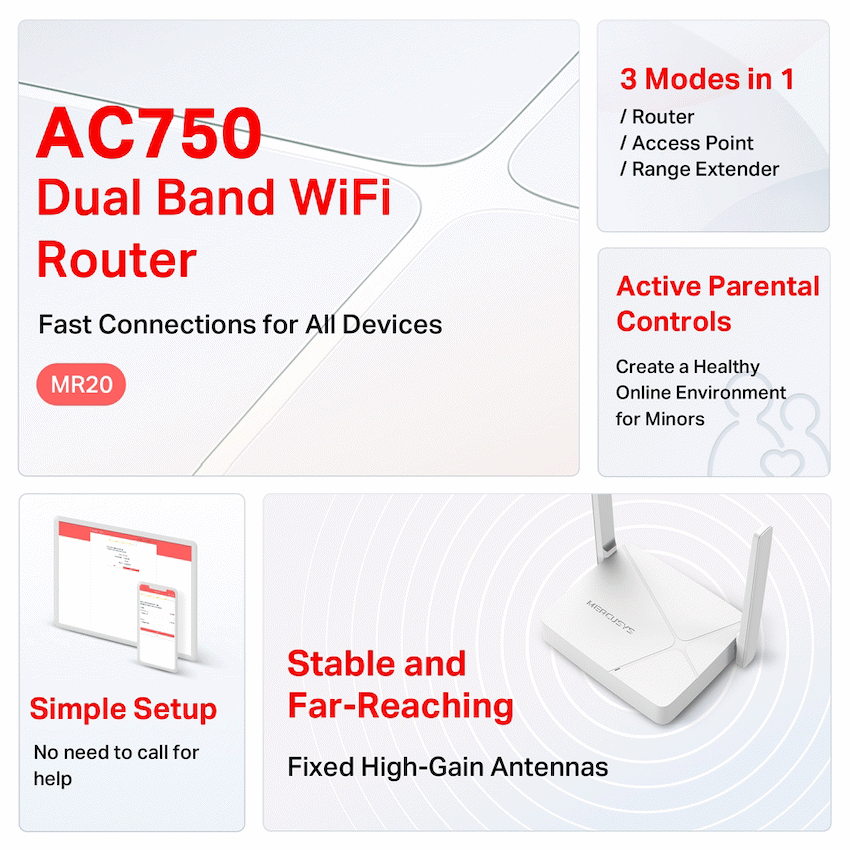 TP-Link Mercusys MR20 AC750 Wireless Dual Band Router - Image 4