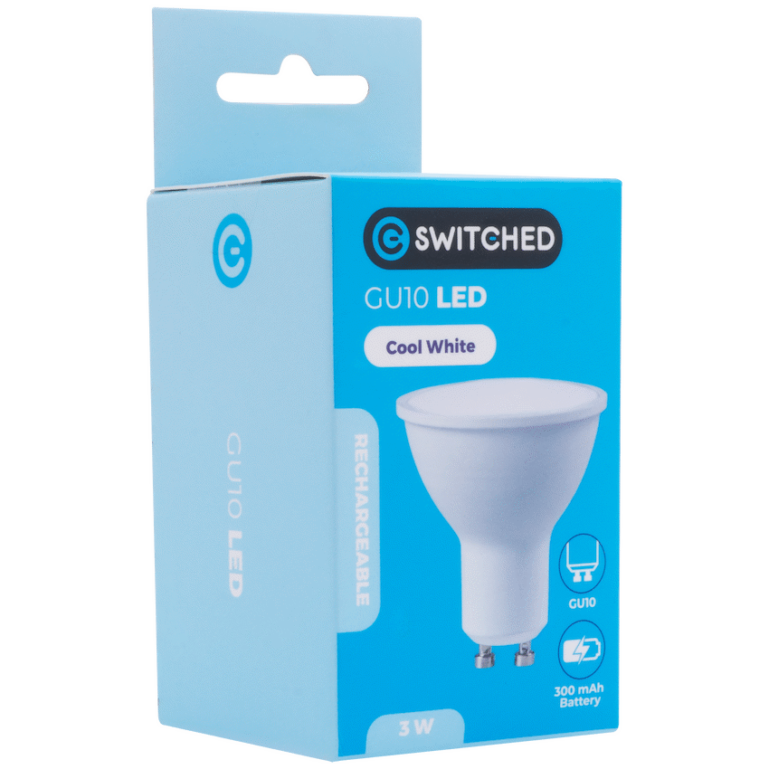 SWITCHED 3W GU10 Rechargeable LED Light Bulb - CW - Image 4
