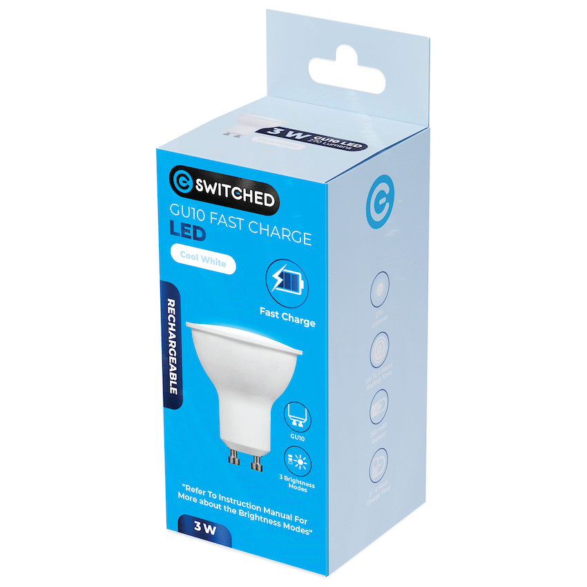 Switched 3w GU10 Rechargeable Fast-Charge LED - CW - Image 4