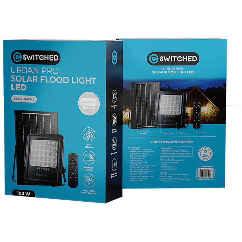 Switched Urban PRO Series - 100w Solar Floodlight with Remote - Image 4