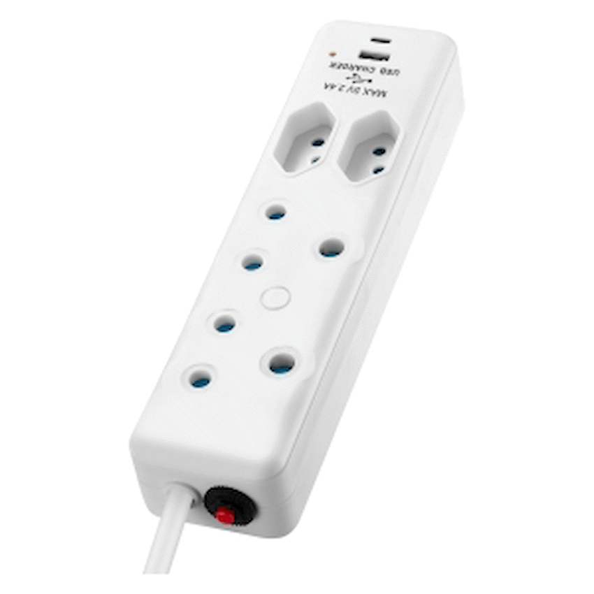Switched 4-Way Extension Lead with 1x Type-C + 1x USB - 4m - Image 4