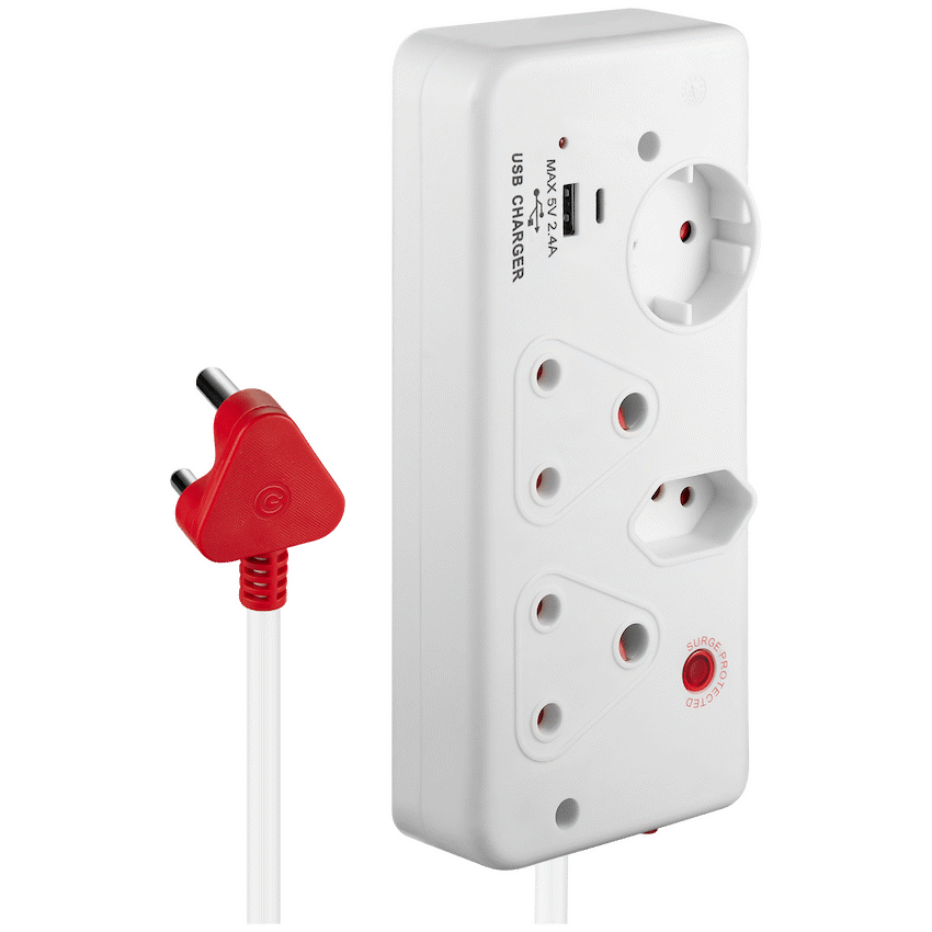 Switched 4-Way with 1x Type-C + 1x USB 2.4a Socket Medium Surge-Protected 0.5m - Image 4