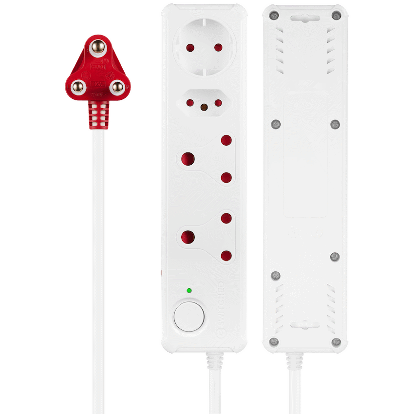 Switched 4-Way Medium Surge-Protected Multiplug 0.5m Cord - White - Image 4