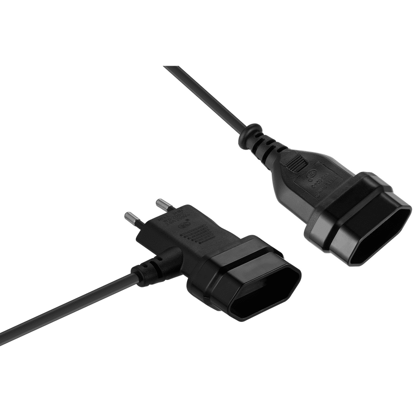 Switched Easy Cable Extender 2-Pin Euro to T-Shape AC 2-Pin Euro Socket 2m - Black - Image 4
