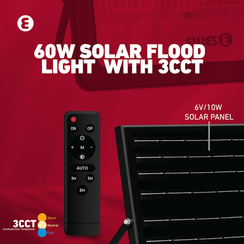 Ellies Nebula Series 60W Solar Flood Light with 3CCT -BK - Image 4