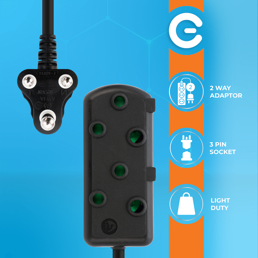 Switched Light Duty Side by Side (SBS) Extension Leads 20M - BK - Image 4