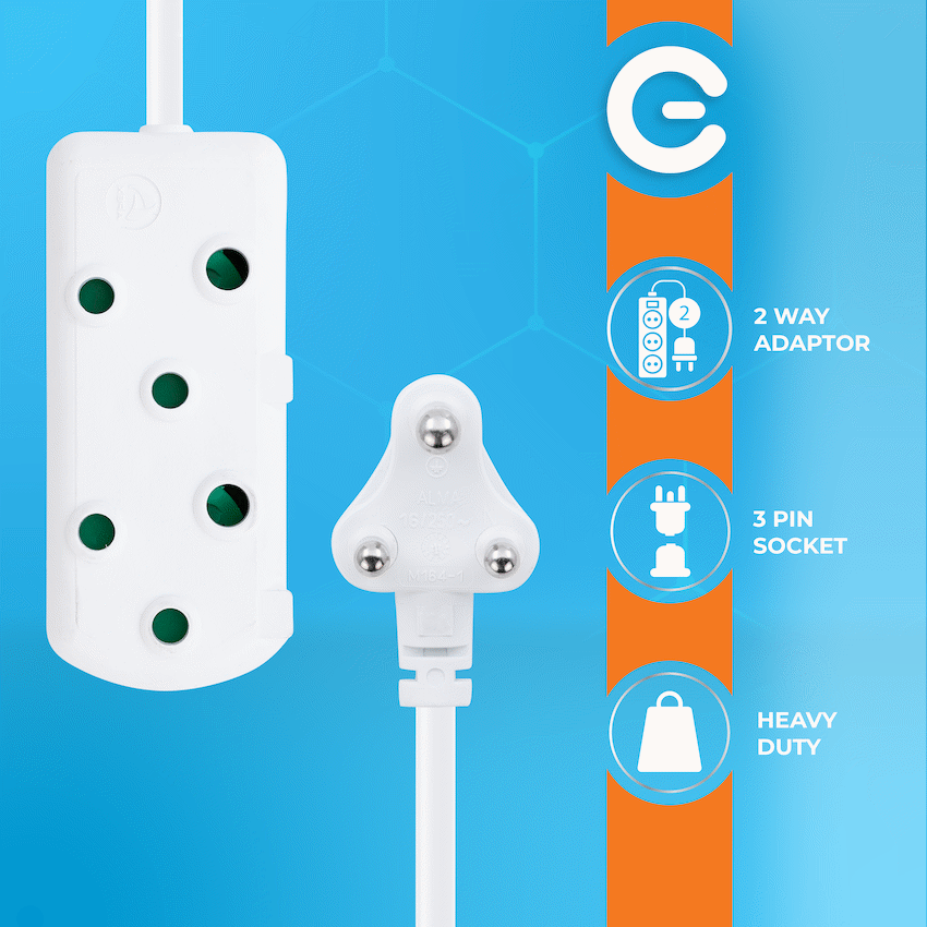 Switched Heavy-Duty Side-by-Side (SBS) Extension Leads 20m - WT - Image 4