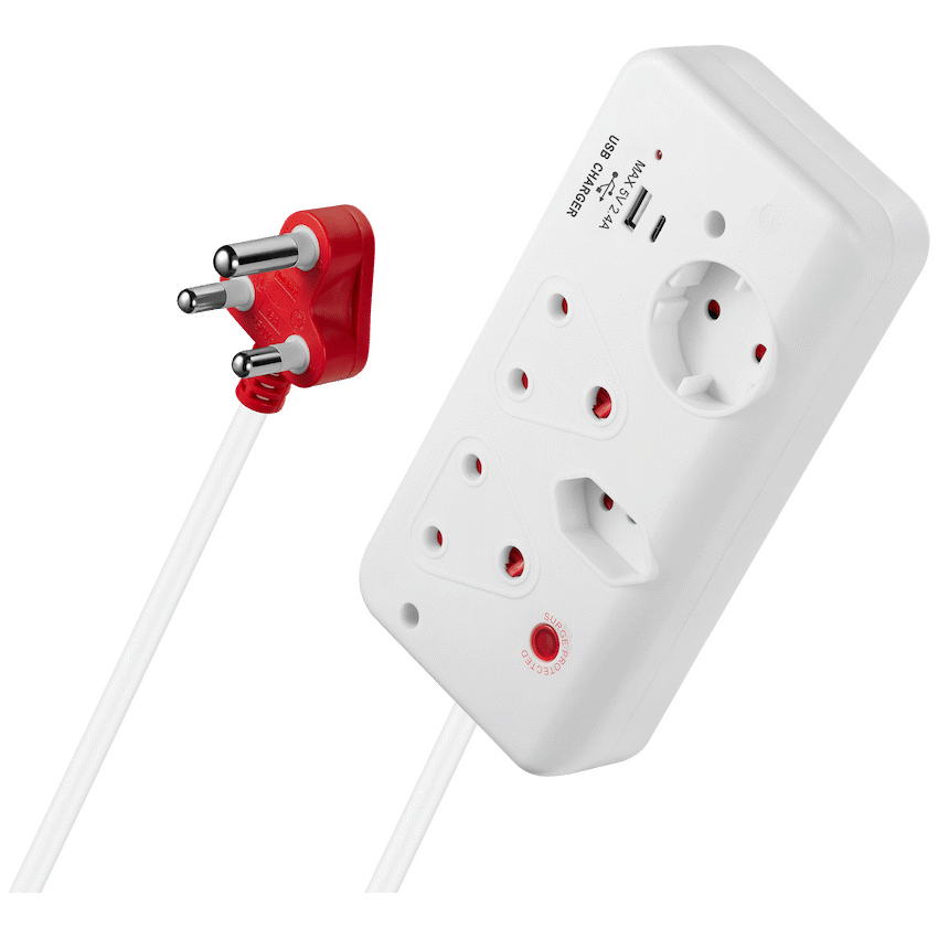 Switched 4-Way with 1x Type-C + 1x USB 2.4a Socket Medium Surge-Protected 0.5m - Image 5