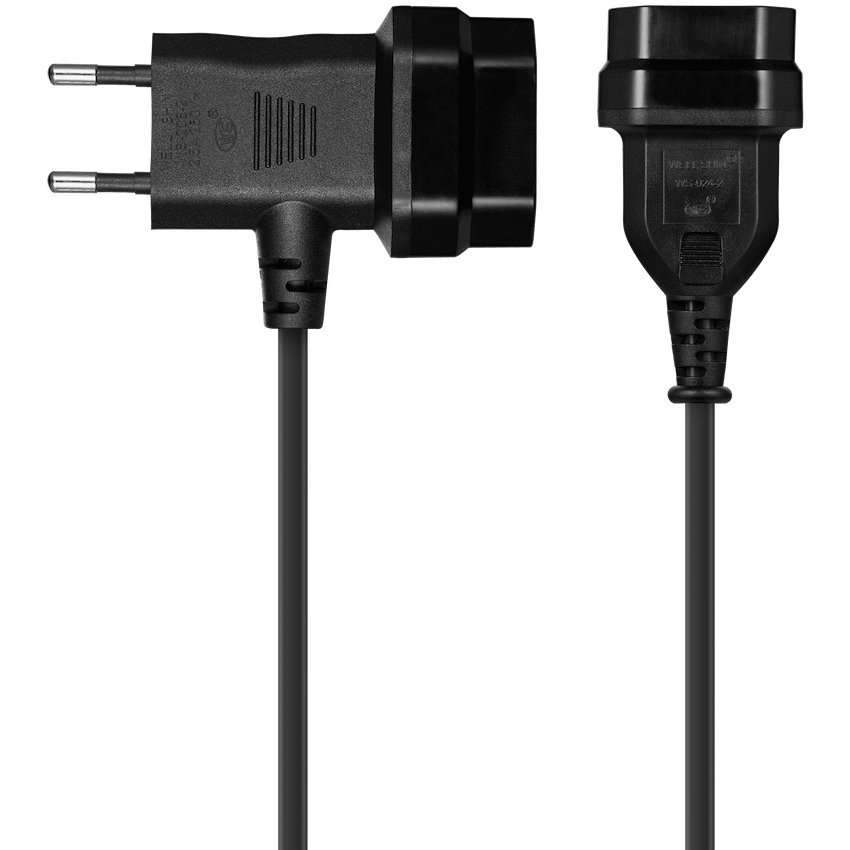 Switched Easy Cable Extender 2-Pin Euro to T-Shape AC 2-Pin Euro Socket 2m - Black - Image 5