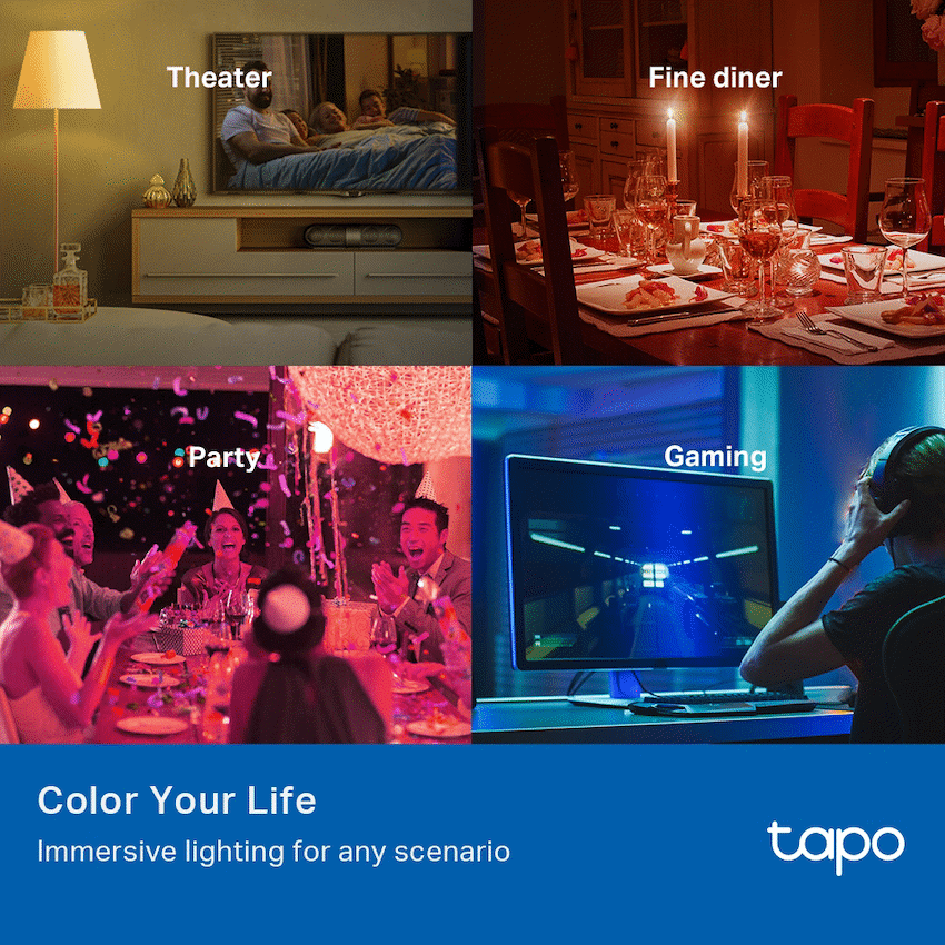 TP-Link Tapo L530E (4-Pack) Smart Wi-Fi Light Bulb - Multicolor - Image 5