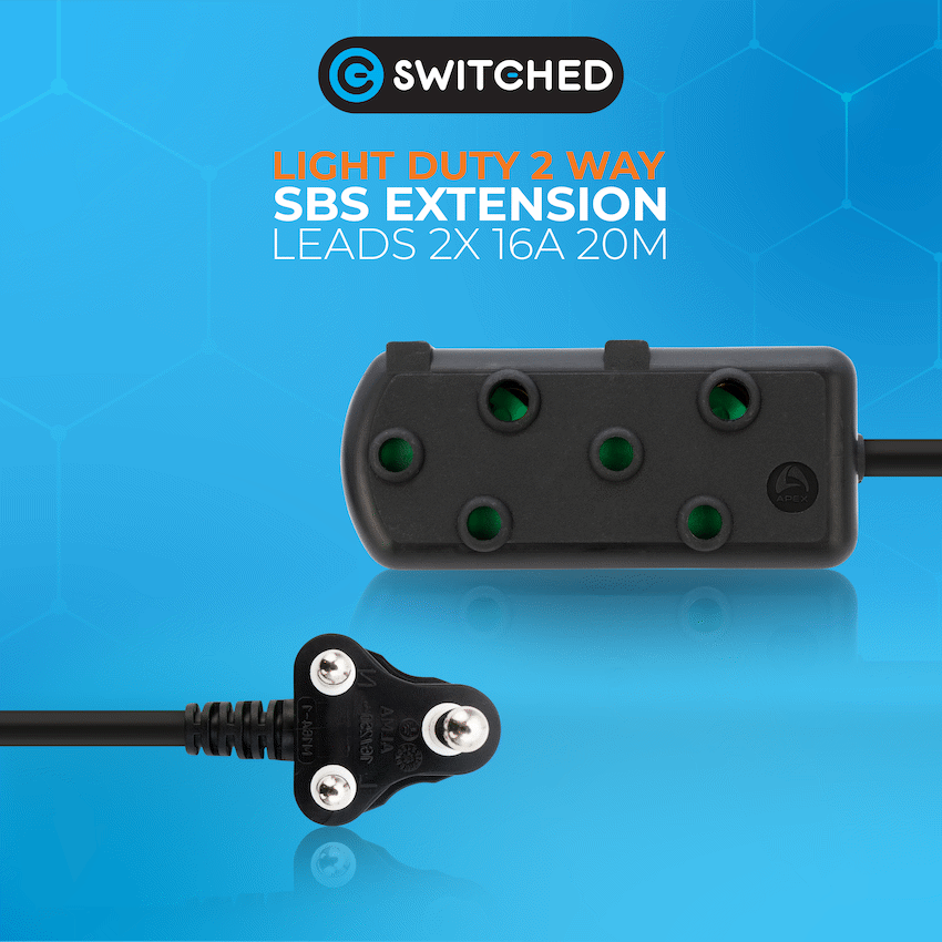 Switched Light Duty Side by Side (SBS) Extension Leads 20M - BK - Image 5