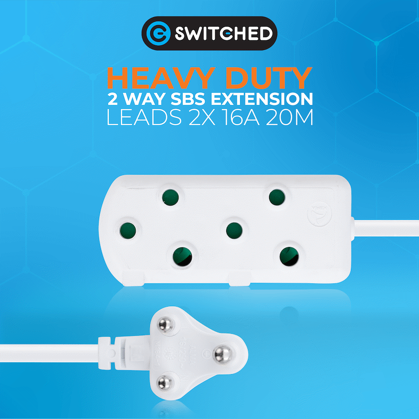 Switched Heavy-Duty Side-by-Side (SBS) Extension Leads 20m - WT - Image 5