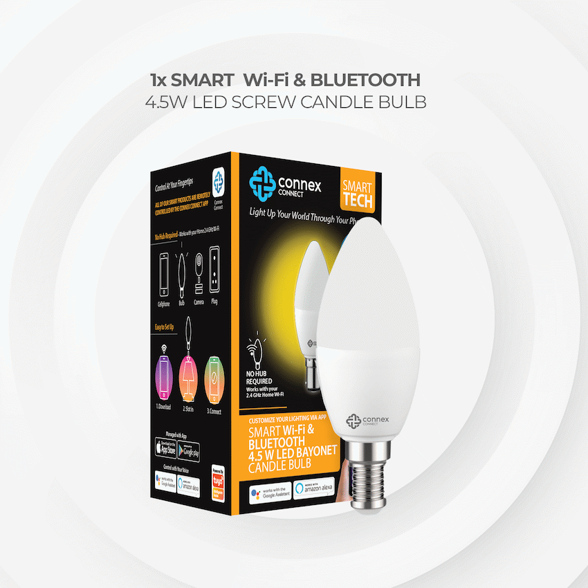 Smart WiFi Bulb 4.5W LED White Candle Bayonet - Image 5