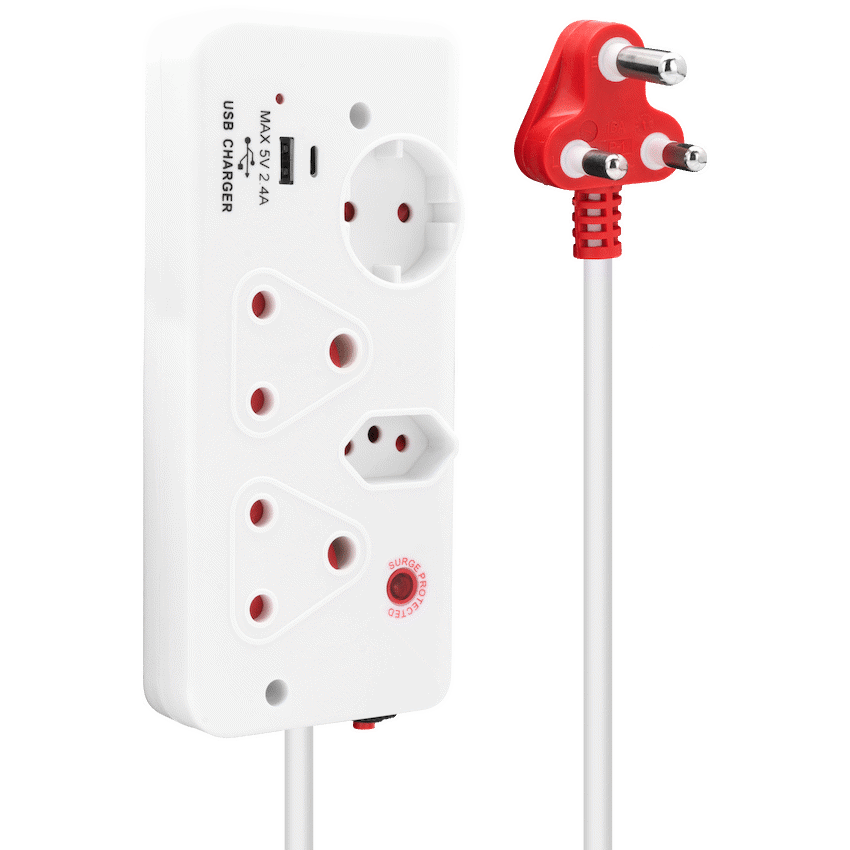 Ellies 4-Way Surge Multiplug with USB-A+USB-C 0.5m - WT - Image 5