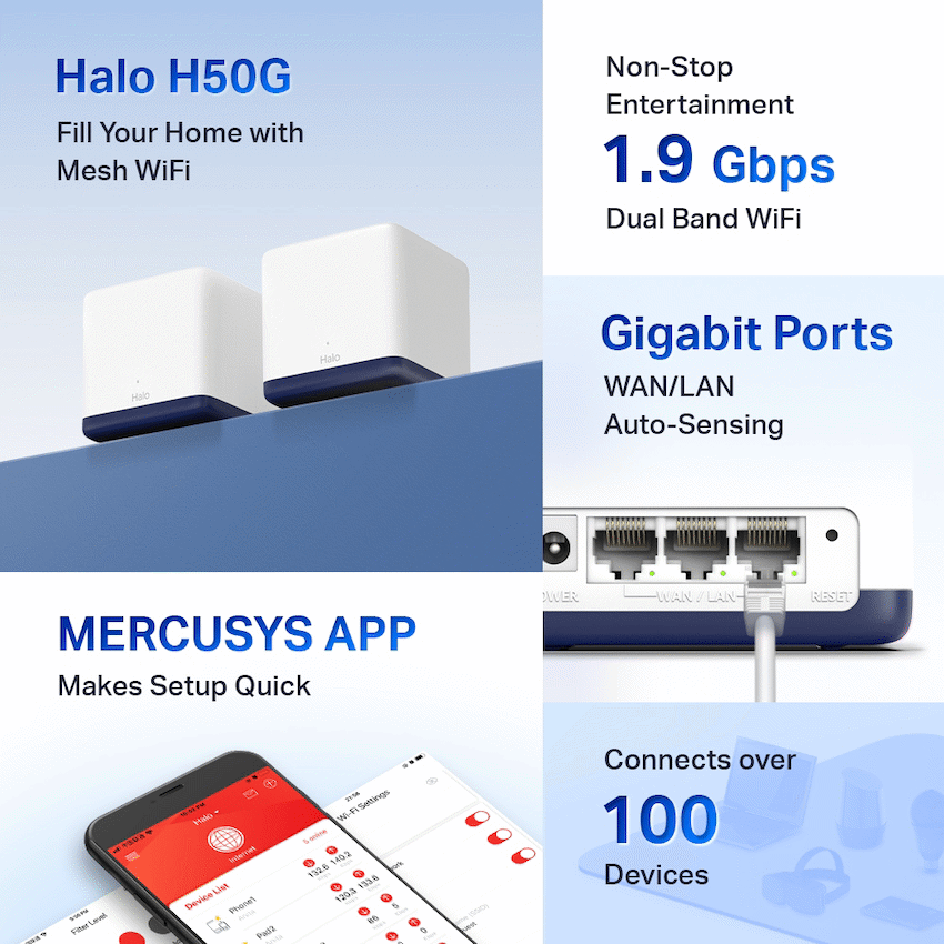 TP-Link Mercusys Halo H50G (2-Pack) AC1900 Whole Home Mesh Wi-Fi System - Image 5