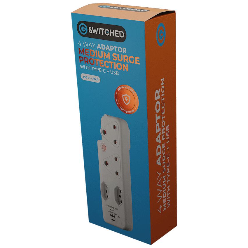 Switched 4-Way Medium Surge Adaptor with Type-C + USB - Image 6