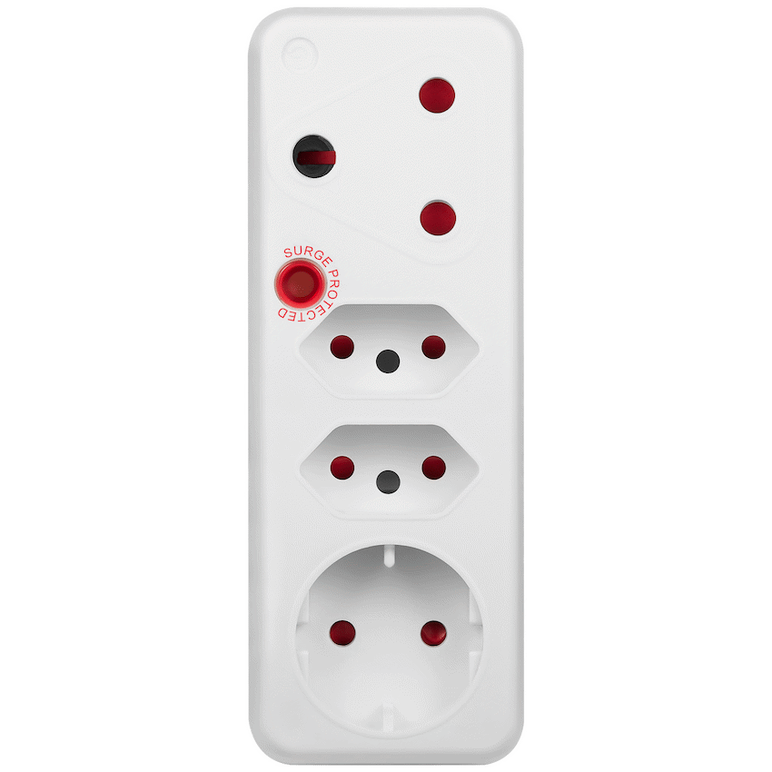Switched 4-Way Medium Surge Adaptor with Schuko - White - Image 6