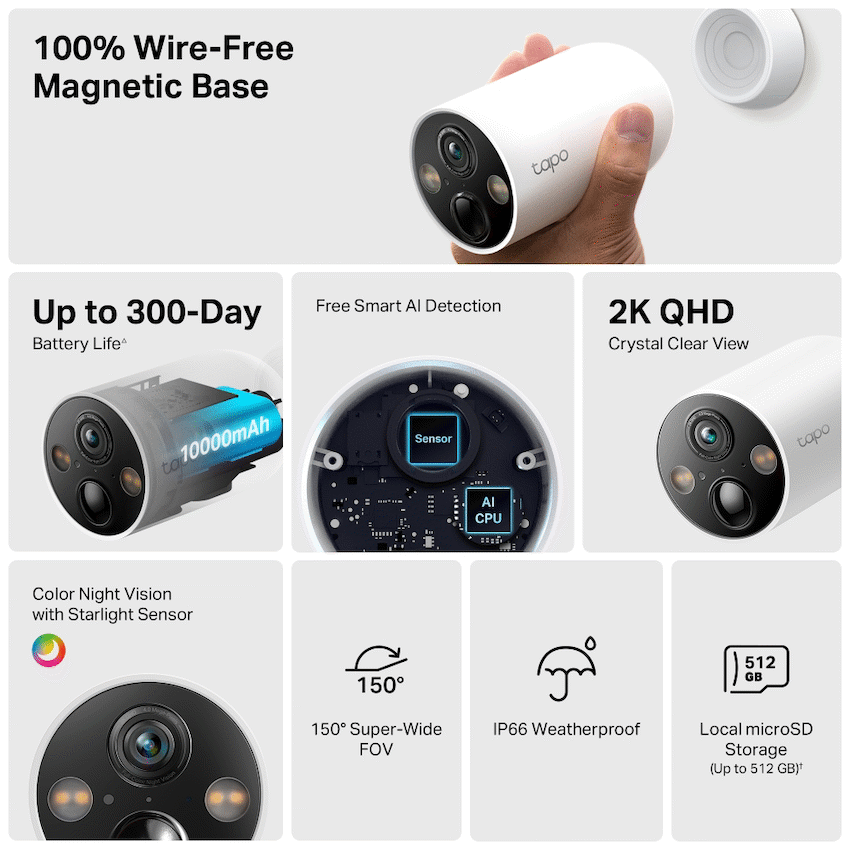 TP-Link Tapo C425 4MP 2K QHD Battery Wire-Free Outdoor Security Camera - Image 6