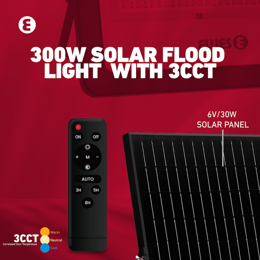 Ellies Nebula Series 300W Solar Flood Light with 3CCT -BK - Image 6