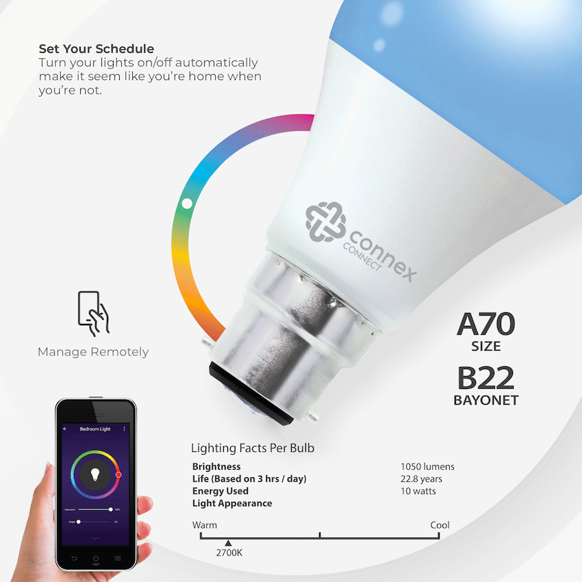 Smart WiFi Bulb 10W LED RGB White Bayonet - Image 6