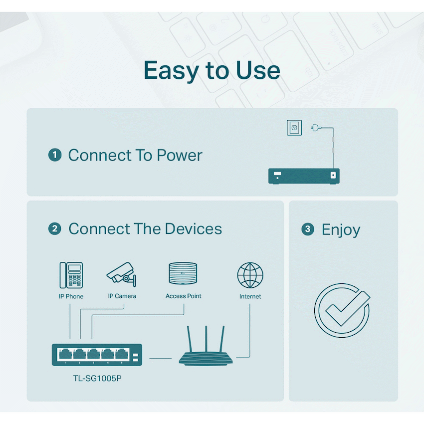 TP-Link TL-SG1005P 5-Port Gigabit Desktop Switch with 4-Port PoE+ - Image 7