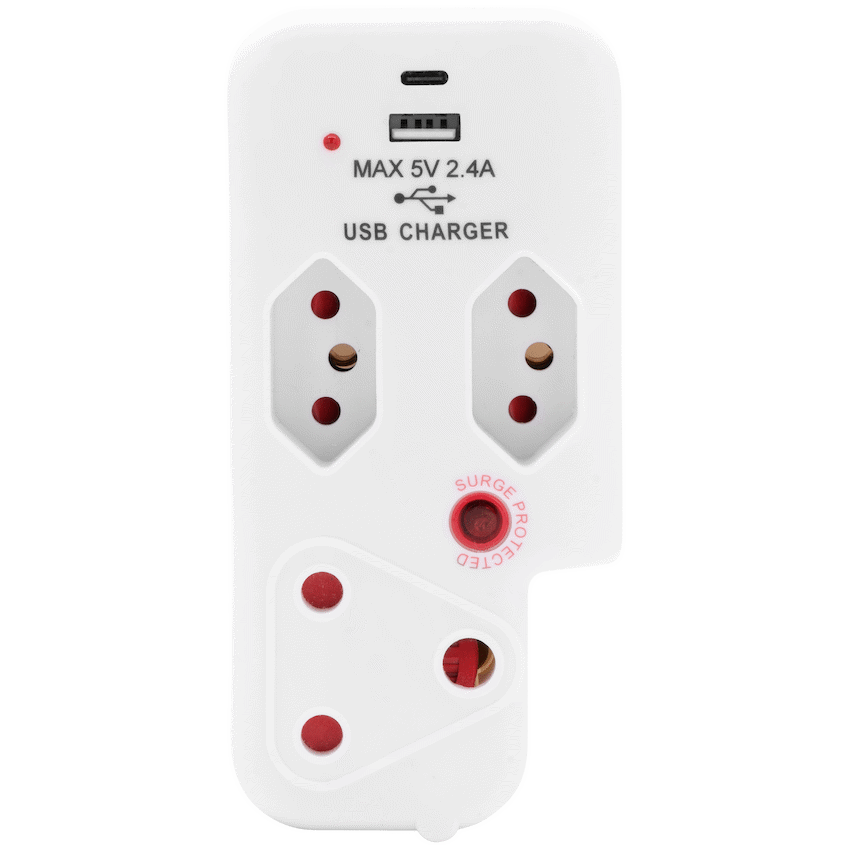 Ellies 3 Way Surge Adaptor with Type C + USB - WT - Image 7