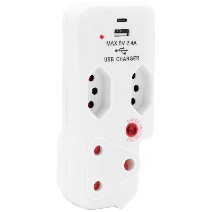 Ellies 3 Way Surge Adaptor with Type C + USB - WT - Image 8