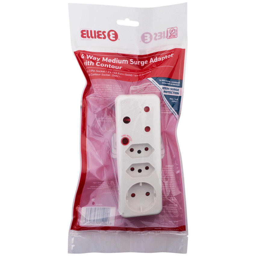 Ellies 4-Way Surge Adaptor with Schuko - WT - Image 8