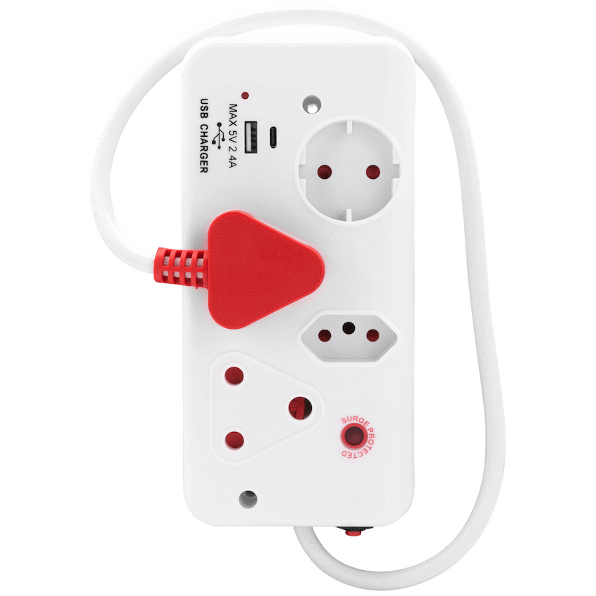 Ellies 4-Way Surge Multiplug with USB-A+USB-C 0.5m - WT - Image 8