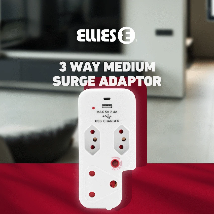 Ellies 3 Way Surge Adaptor with Type C + USB - WT - Image 9